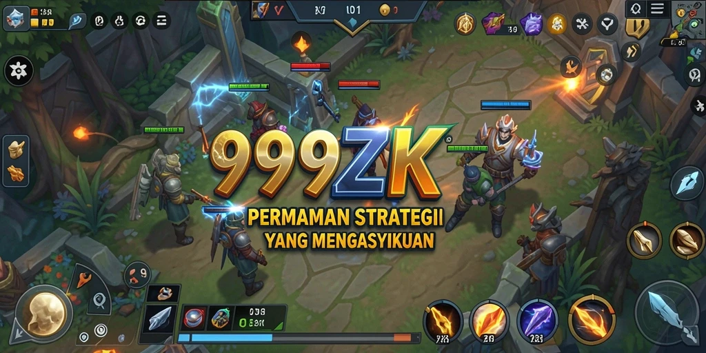 Screenshot utama gameplay 999ZK menunjukkan pertempuran strategis yang mendebarkan.