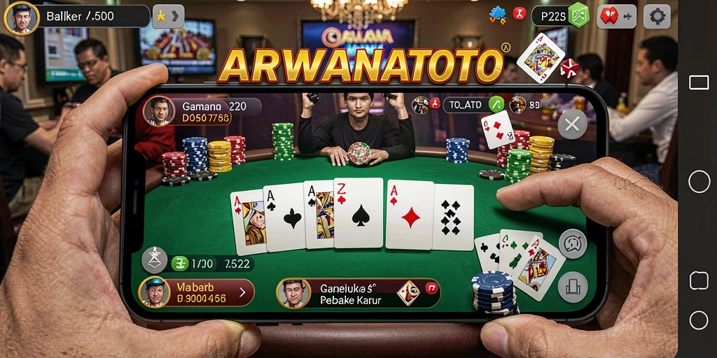 Gameplay seru ARWANATOTO dengan pemain aktif bersaing di meja Poker.