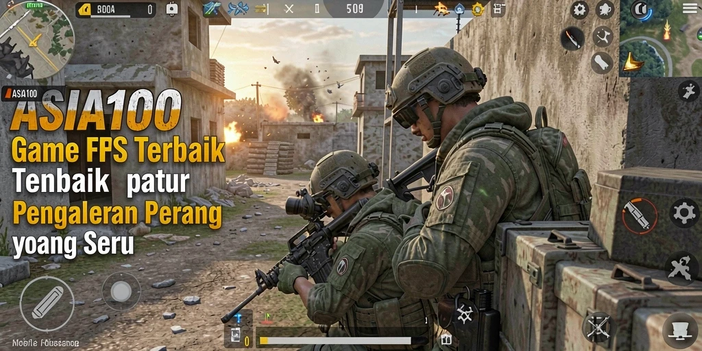 Screenshot ASIA100 menampilkan momen pertempuran intens di arena FPS.