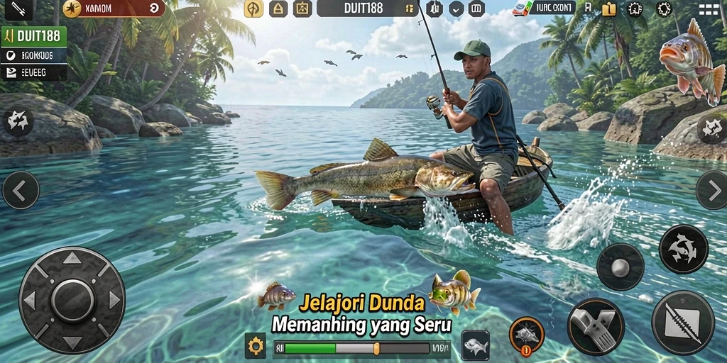 Tampilan gameplay seru menangkap ikan di DUIT188.