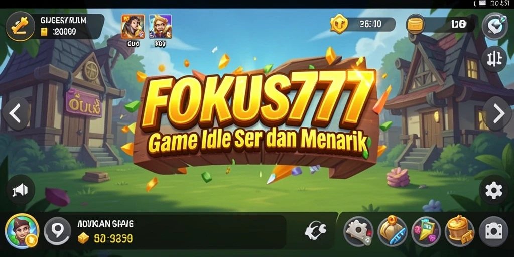 Tampilan gameplay FOKUS777 dengan karakter yang sedang menghasilkan sumber daya.