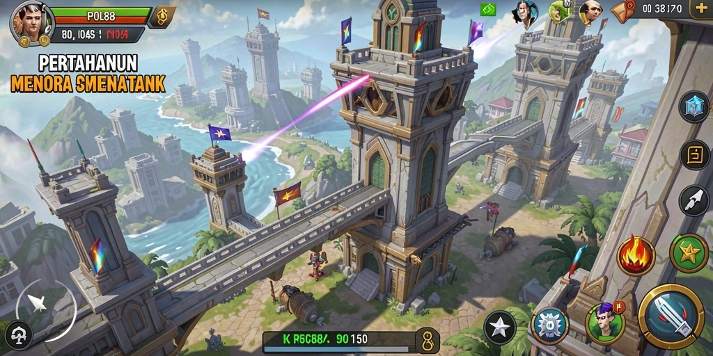 Screenshot utama POL88 menampilkan aksi seru dalam mode Tower Defense.