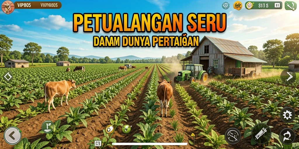 Screenshot gameplay VIP805 yang menunjukkan aktivitas bertani yang menyenangkan.