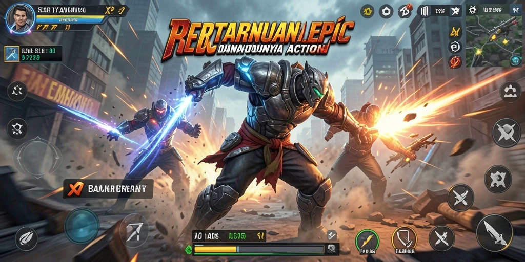 Tampilan menakjubkan dari pertarungan dalam game X78.